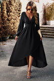 Black A Line Long Sleeves Holiday Party Dress with Pleated