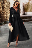 Black A Line Long Sleeves Holiday Party Dress with Pleated