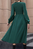 Green Long Sleeves Casual Dress with Pleated