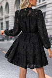 Black A Line Long Sleeves Midi Casual Dress
