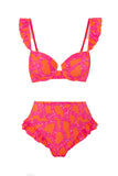 Fuchsia Printed 3 Piece Vacation Swimsuit with Skirt