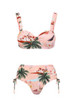 Pink Print 3 Piece Swimsuit with Skirt