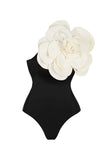 Black 2 Piece Swimsuit with Flower