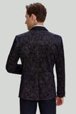 Black Jacquard Satin Notched Lapel Men's Blazer