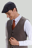 Coffee Pinstripe 3 Piece Men's Prom Ball Suits
