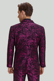 Fuchsia Floral Jacquard 3 Piece Men's Prom Suits