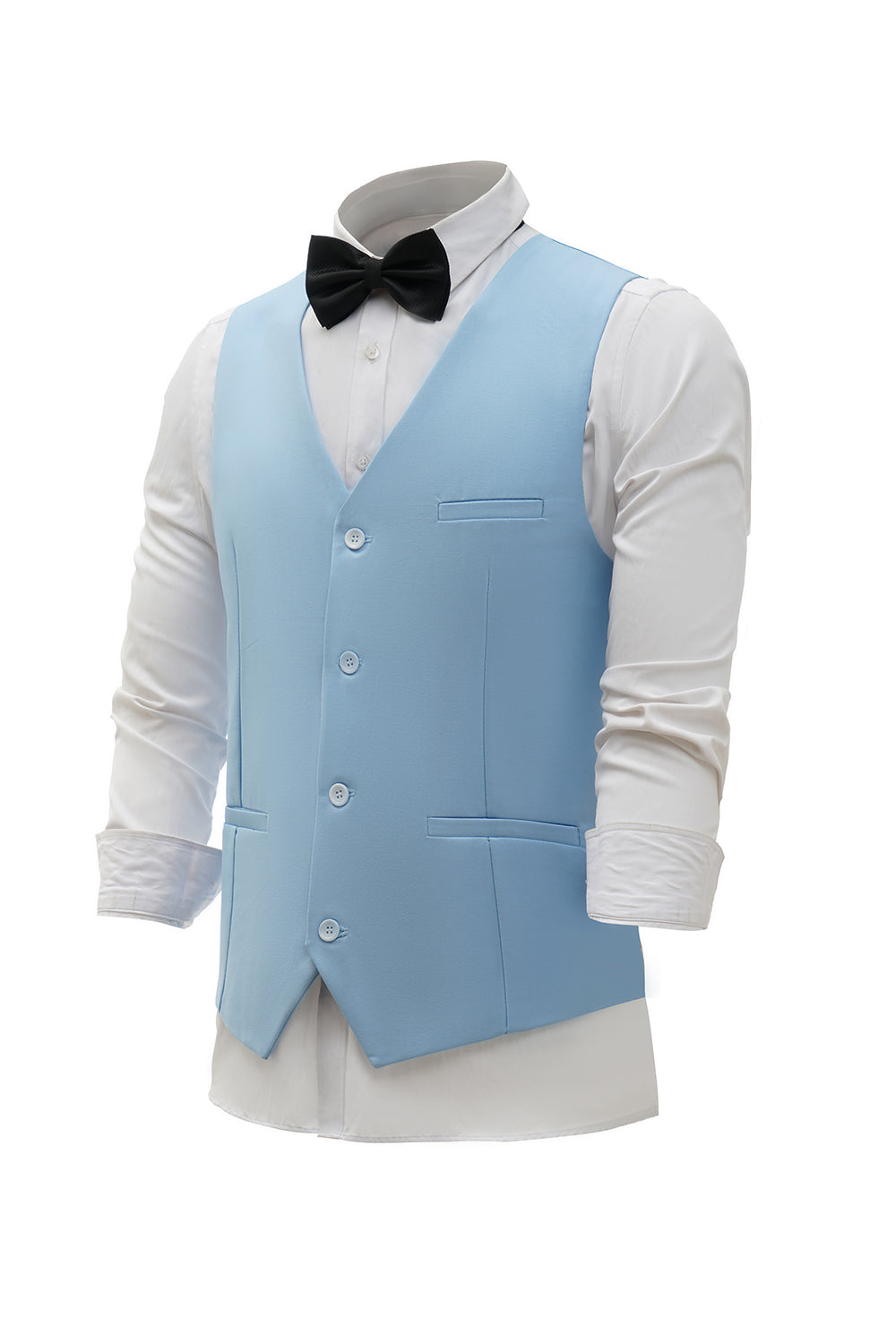 Light Blue Single Breasted Shawl Lapel Men's Suit Vest
