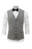 Grey Solid Single Breasted Shawl Lapel Men's Suit Vest