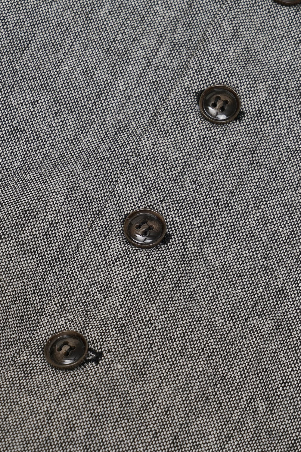 Grey Solid Single Breasted Shawl Lapel Men's Suit Vest