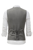 Grey Solid Double Breasted Shawl Lapel Men's Suit Vest