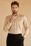 Long Sleeves Camel Solid Suit Shirt