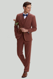 Tan Notched Lapel 3 Piece Single Breasted Ball Suits