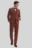 Tan Notched Lapel 3 Piece Single Breasted Ball Suits
