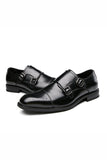 Brown Monk Strap Men's Leather Slip-On Dress Shoes