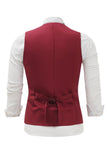 Burgundy Shawl Lapel Single Breasted Men's Suit Vest