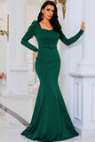 Dark Green Mermaid Mother of the Bride Dress with Slit