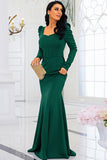 Dark Green Mermaid Mother of the Bride Dress with Slit