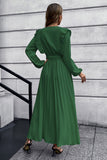 Dark Green A-Line Long Sleeves Casual Dress with Ruffles