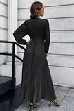 Black Long Sleeves Casual Dress with Sash