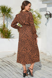 Black Printed Casual Dress with Long Sleeves
