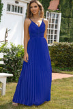 Royal Blue A-Line Spaghetti Straps Formal Evening Dress