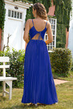 Royal Blue A-Line Spaghetti Straps Formal Evening Dress