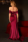 Mermaid Off The Shoulder Burgundy Ball Dress with Ruffles