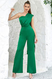 One Shoulder Green Ball Jumpsuits