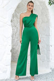 One Shoulder Green Ball Jumpsuits