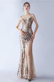 Burgundy Spaghetti Straps V-Neck Sequin Sheath Formal Dress with Slit