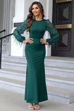 Dark Green Mermaid Long Sleeves Ball Dress