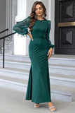 Dark Green Mermaid Long Sleeves Ball Dress