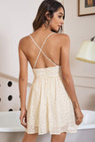White A-Line Spaghetti Straps Backless Polka Dots Summer Dress