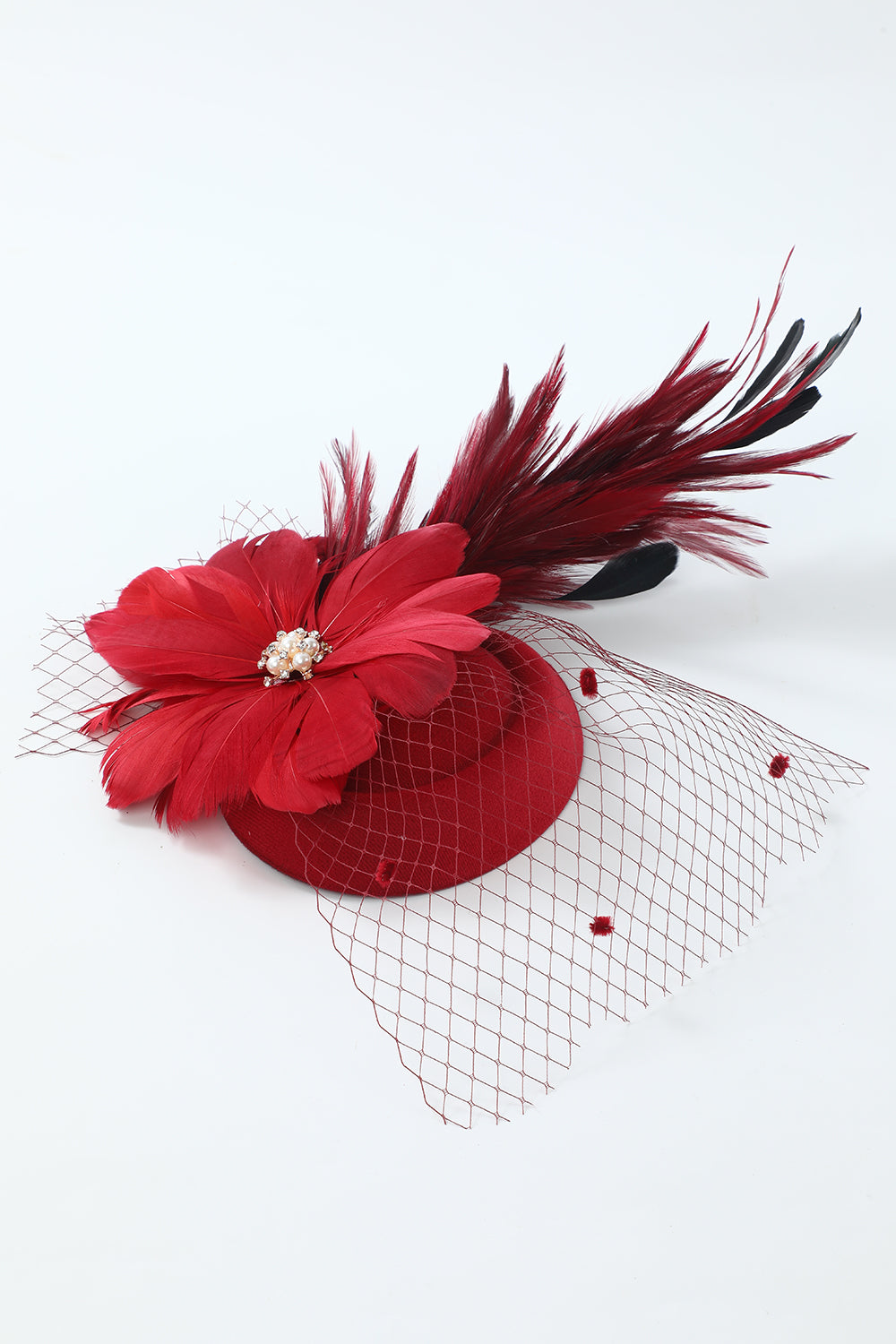 Burgundy Feathered 1920s Headpieces