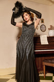 Black Golden Sequins Long 1920s Dress