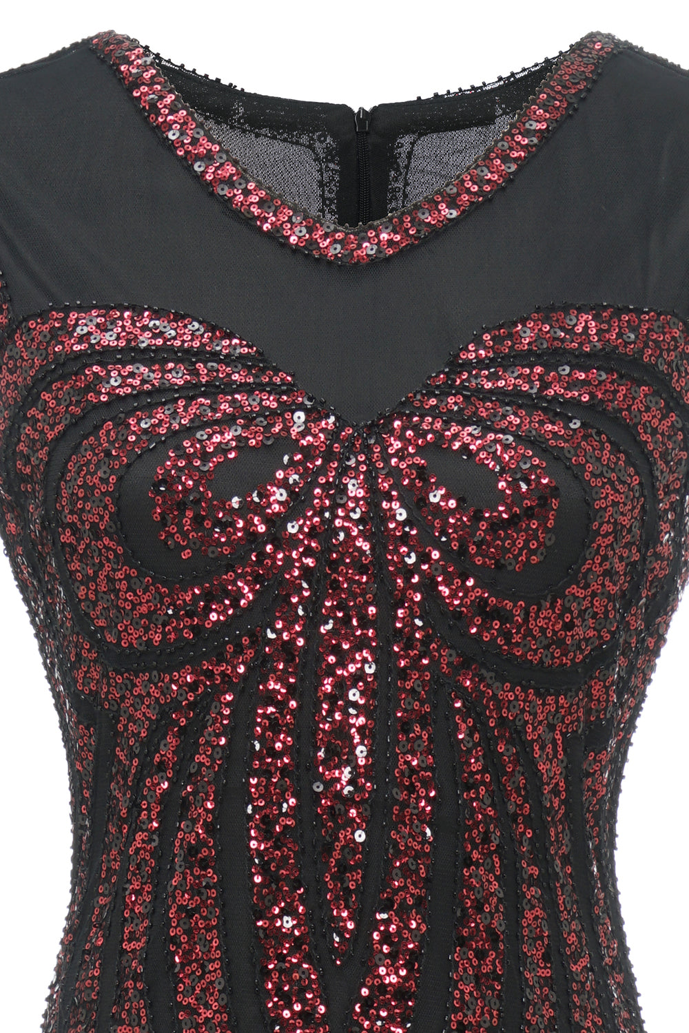 Black Red Sequins Long 1920s Dress