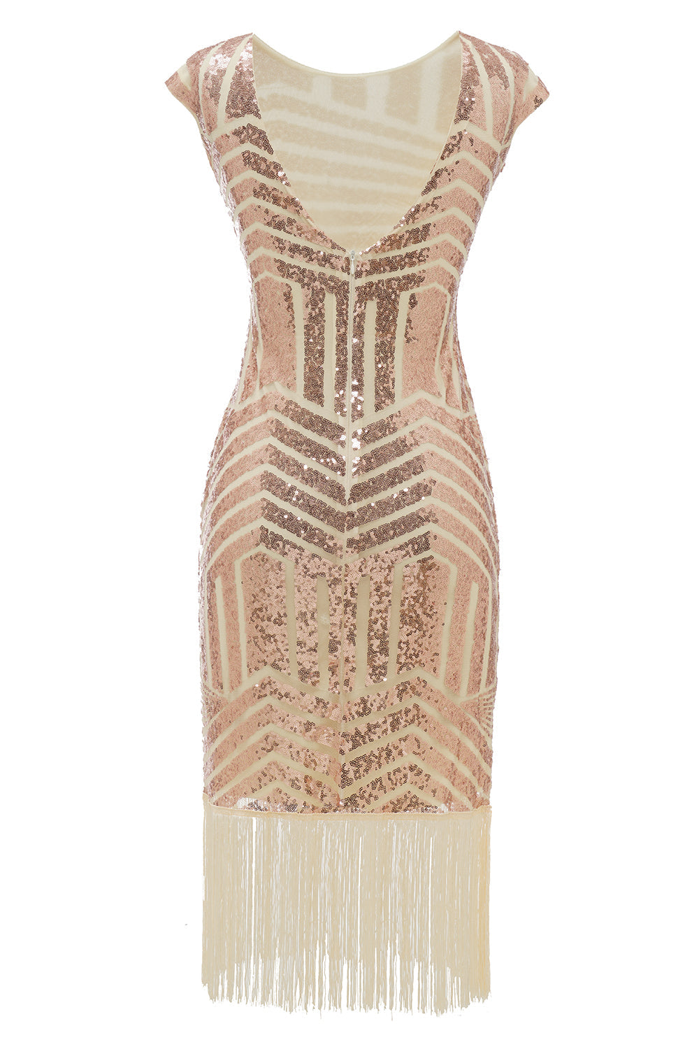 Blush Round Neck 1920s Flapper Dress