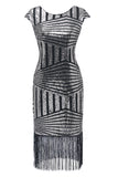 Silver Round Neck 1920s Flapper Dress