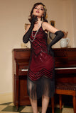 Black Red Spaghetti Straps 1920s Dress