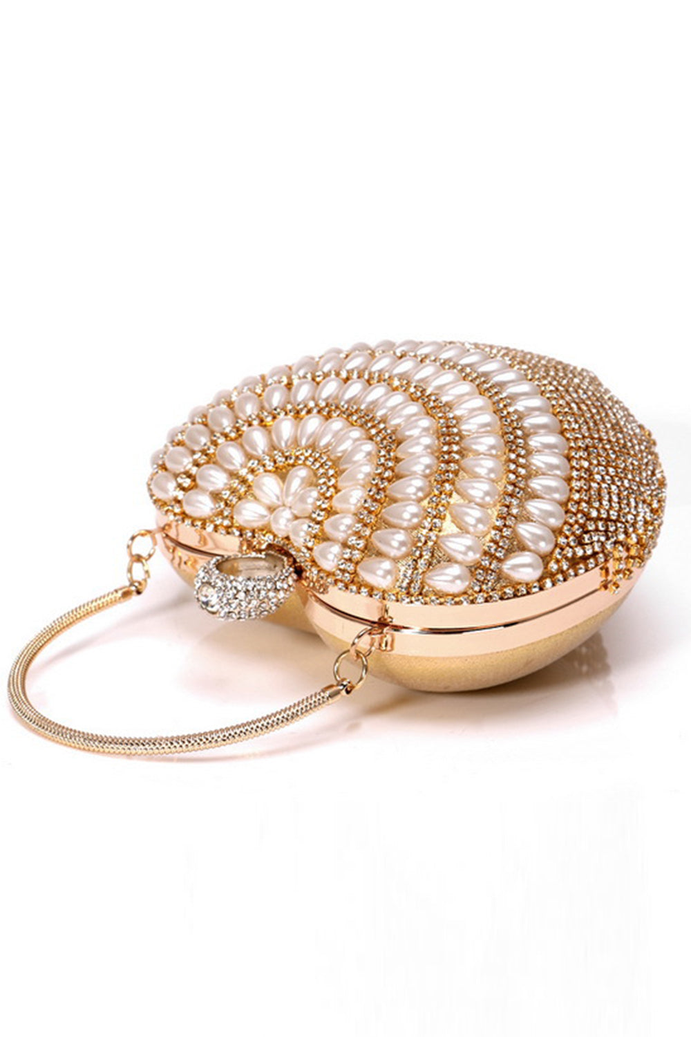 Champagne Beaded Pearls Party Clutch