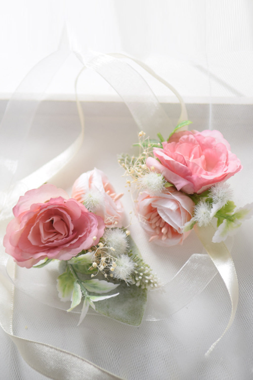 Blush Flower Wrist Corsage For Wedding