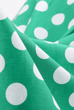 Green White Dot Vintage Dress with Short Sleeves
