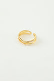 Golden Zircon Ring with Pearl