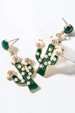 Green Plant Drop Earrings