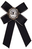 Black Rhinestone Bow Brooch