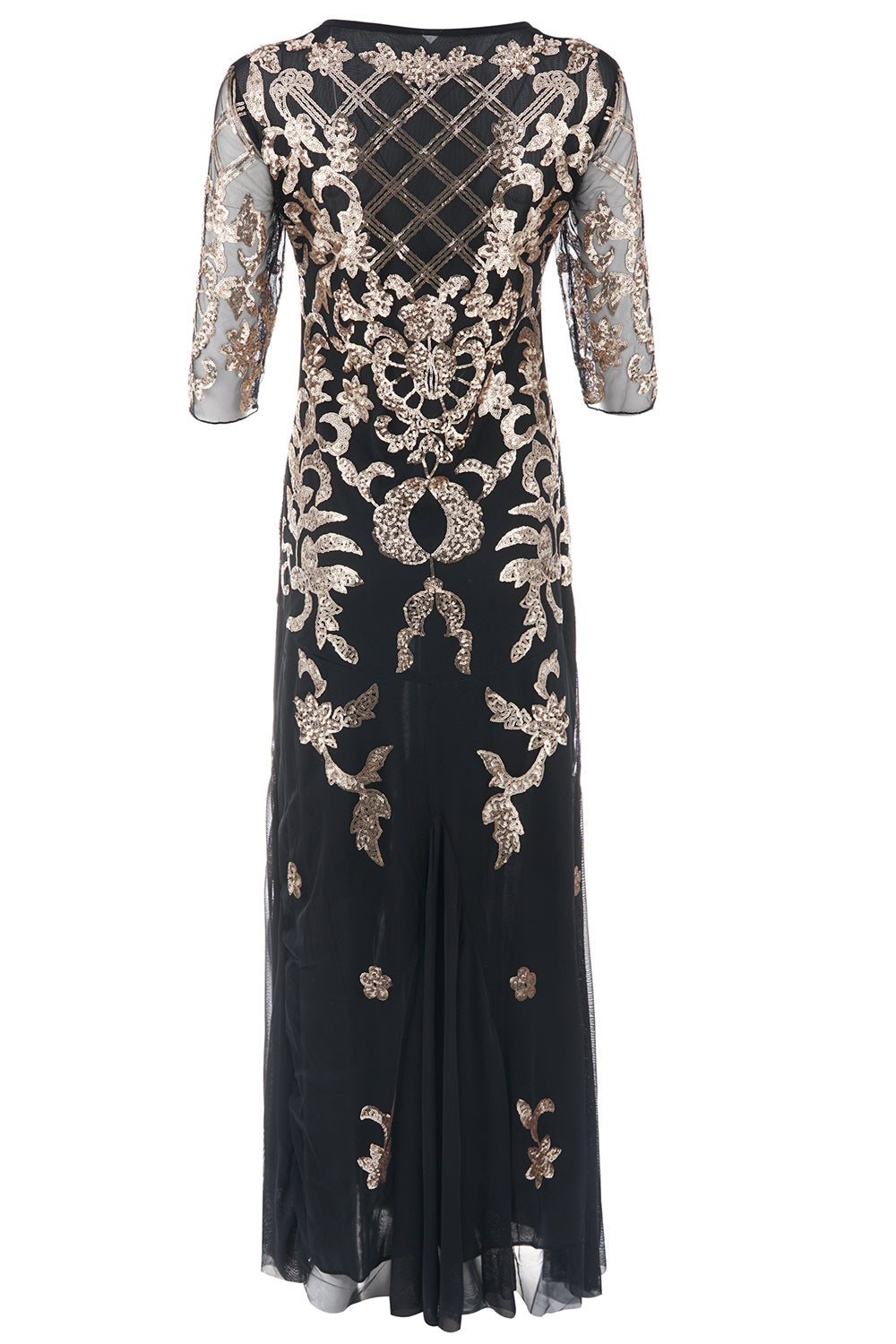 Black Golden Sequins 1920s Dress