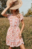 Blush Flower Print Summer Boho Dress