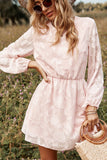 Pink Long Sleeves Summer Casual Dress