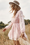 Pink Long Sleeves Summer Casual Dress