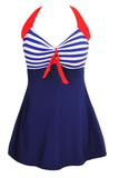 Navy and Red Stripe Swimwear